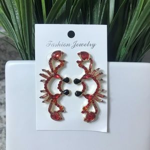 Jeweled Pacifica Crab Drop Statement Earrings